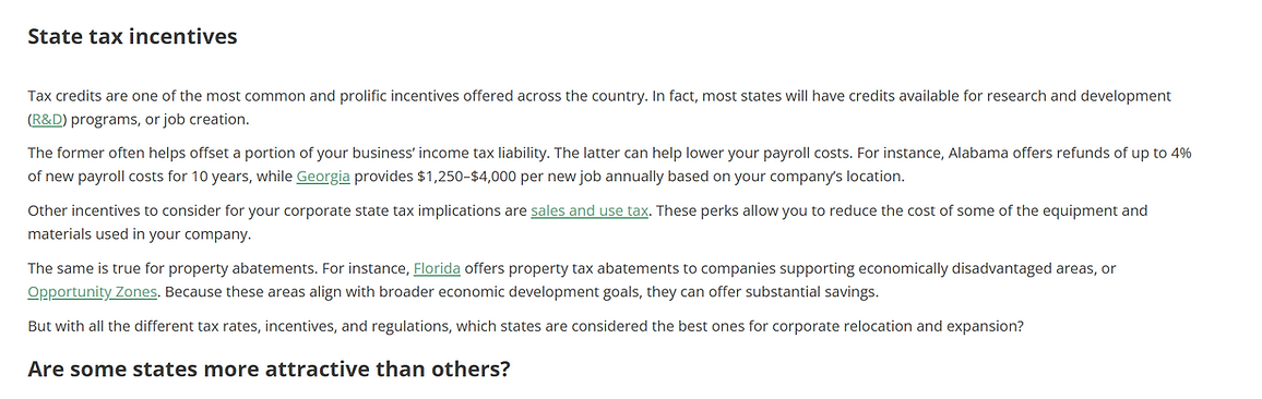 Tax Advantages Narrative