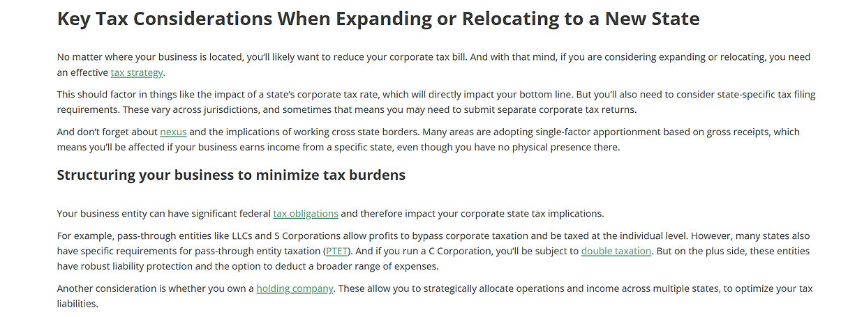 Tax Advantages Narrative