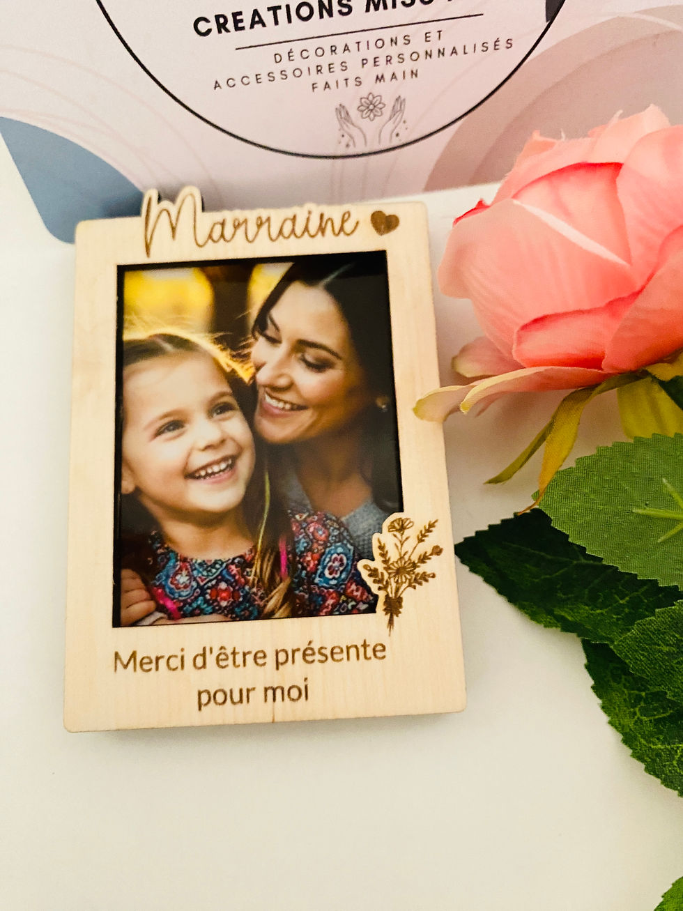 Magnet mini photo bois personnalisable