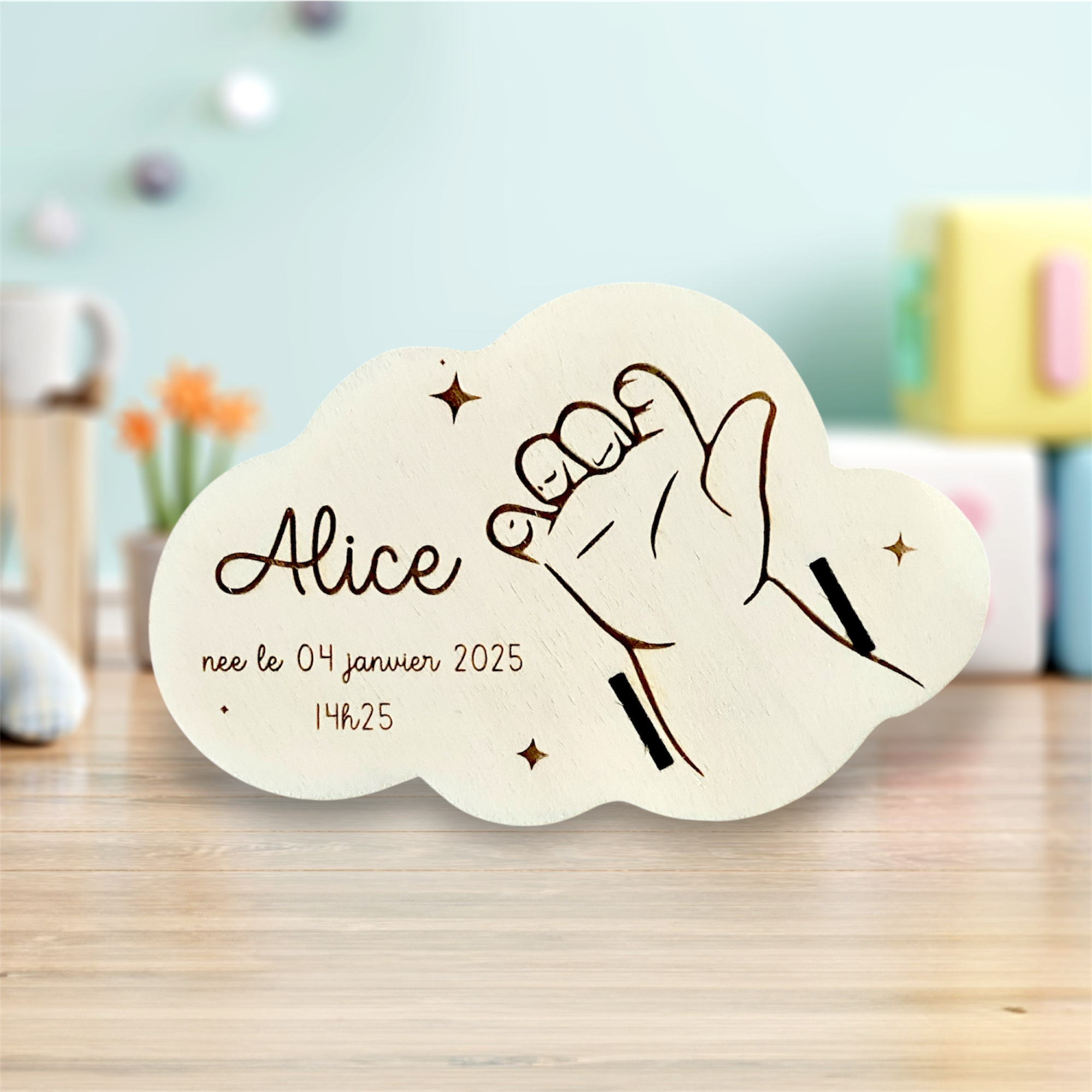 Cadeau support bracelet de naissance bébé