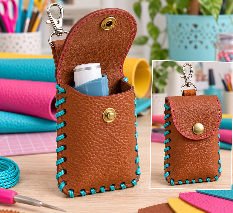 FauxCraftee threaded faux leather inhaler holder SVG pattern preview