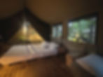 Inside view of beds in the safari tents at Otentic Eco Tent Experience, Mauritius