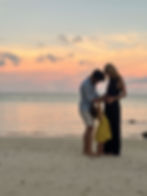 Mauritius sunset on île aux Cerfs with kids