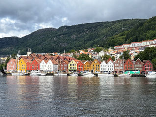A view of the traditional houses from Bryggen in Bergen