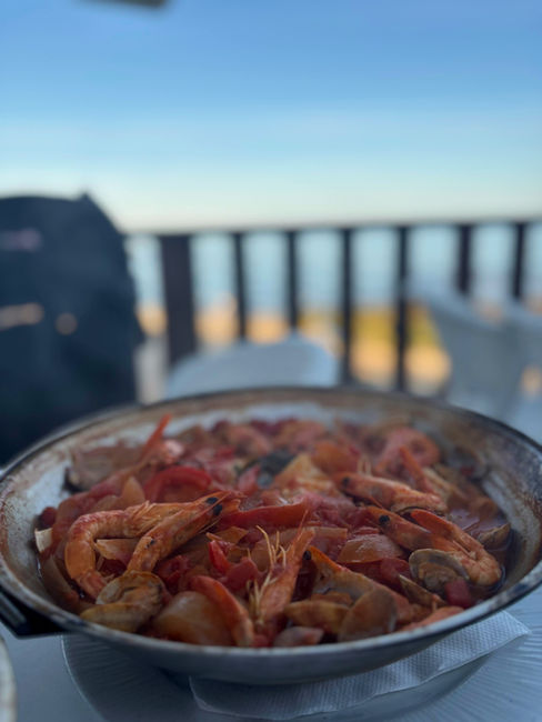 Seafood Cataplana at Olhos de Agua Beach, Portugal