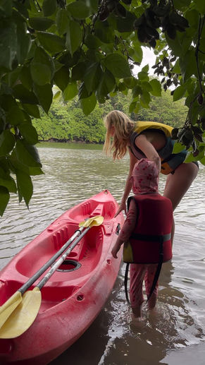 Kayaking with a toddler at Otentic, Mauritius