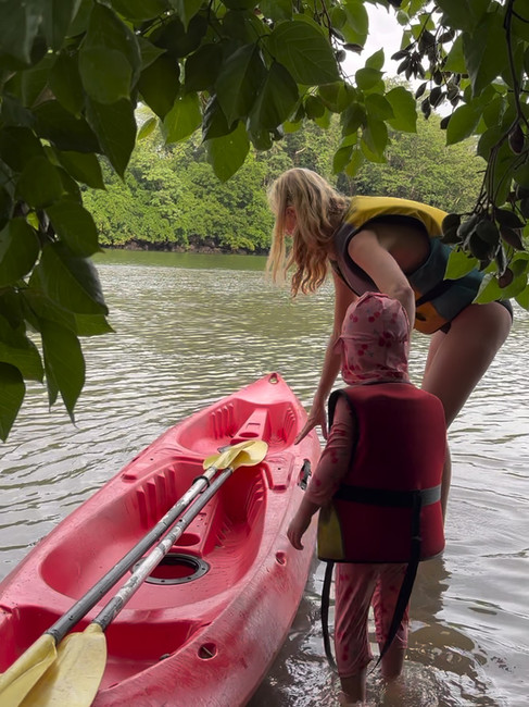 Kayaking with toddler to GRSE waterfall, Otentic, Mauritius