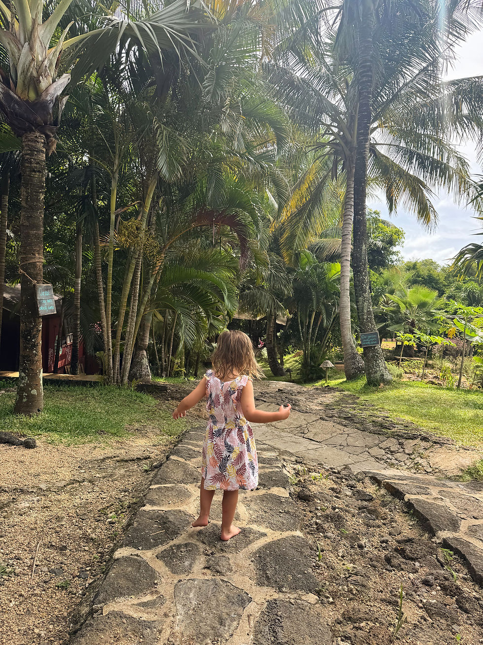 Toddler walking at Otentic, Mauritius