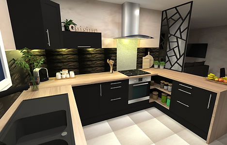 projet cuisine bois et noir