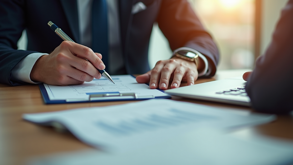 Close-up view of a financial adviser explaining pension options to a client