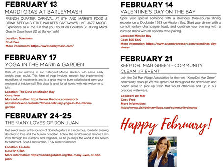 San Diego Calendar of events February!
