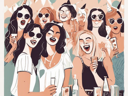 Imagem ilustrada de mulheres se divertindo em bares e restaurantes