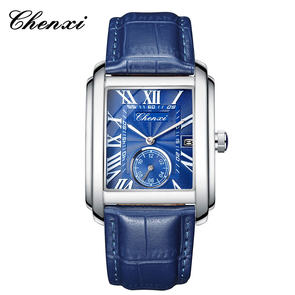 Miniatura: Relógio Elegante de Quartzo com Couro Genuíno - Chenxi 8216