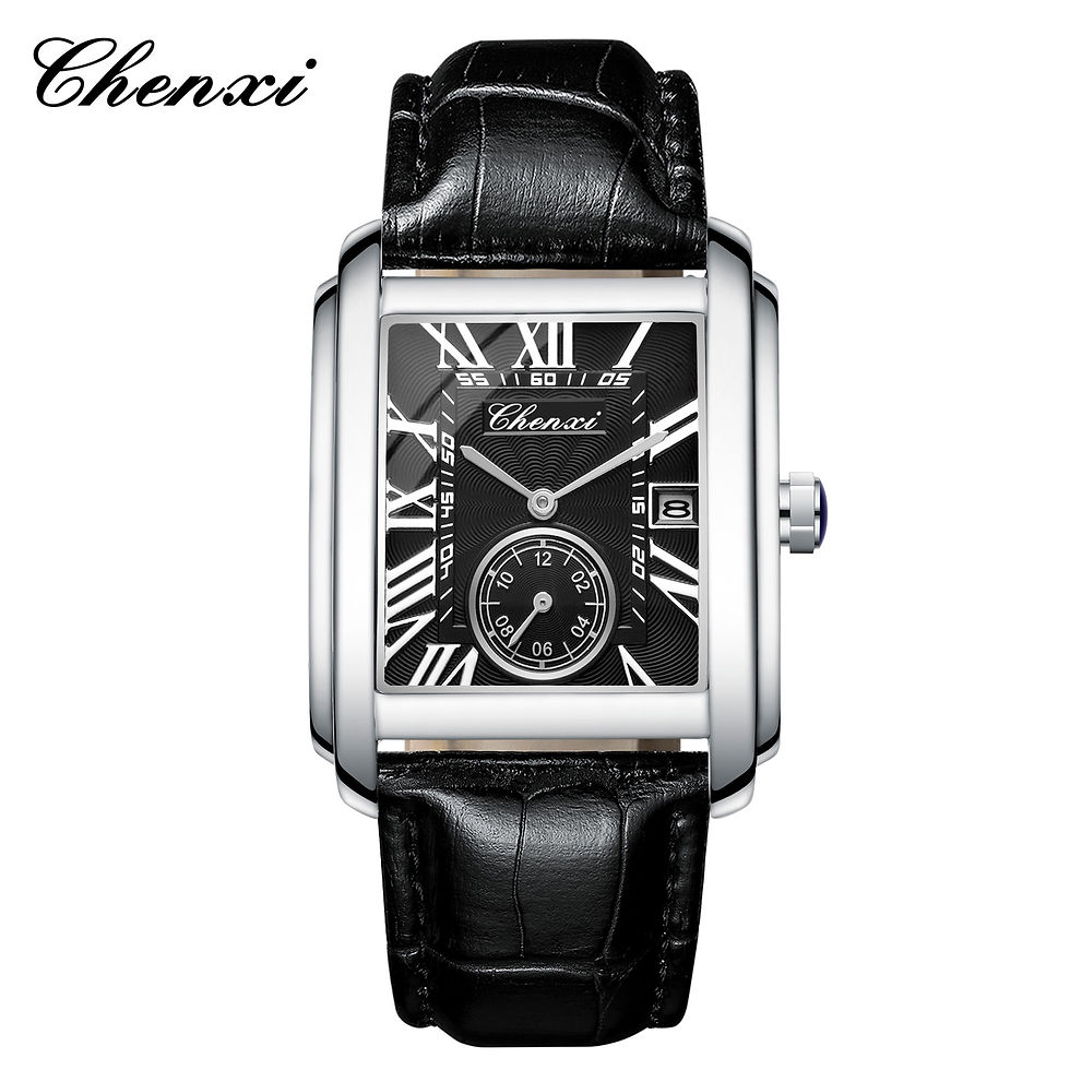 Miniatura: Relógio Elegante de Quartzo com Couro Genuíno - Chenxi 8216