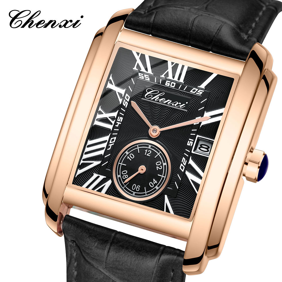 Miniatura: Relógio Elegante de Quartzo com Couro Genuíno - Chenxi 8216