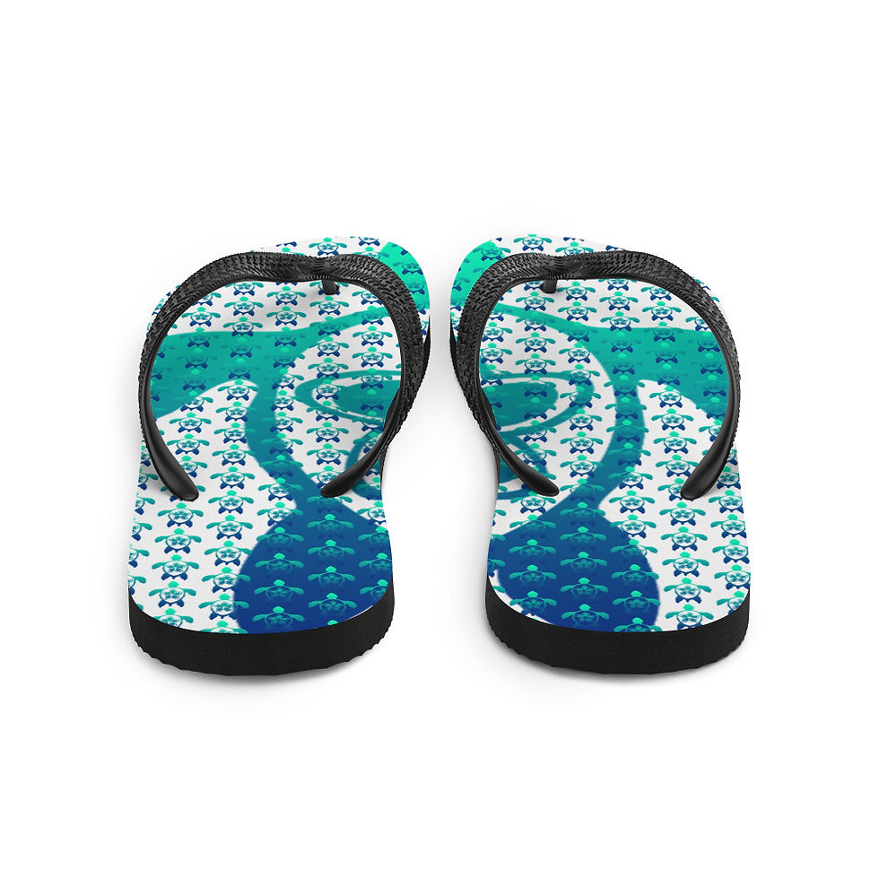 Thumbnail: Slippers Aloha series Honu Plumeria Blue Teal