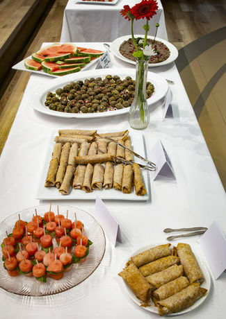 A variety of Palestinian dishes prepared for a Sacred Cuisine event.