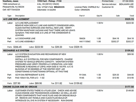 How To Read a Repair Invoice