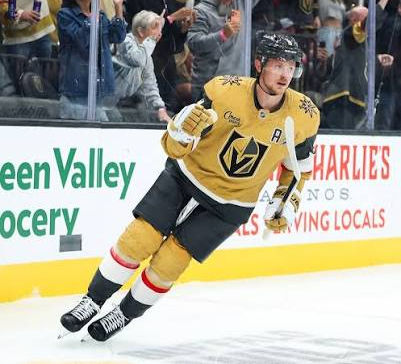 Jack Eichel celebrates a penalty shot goal for the Vegas Golden Knights