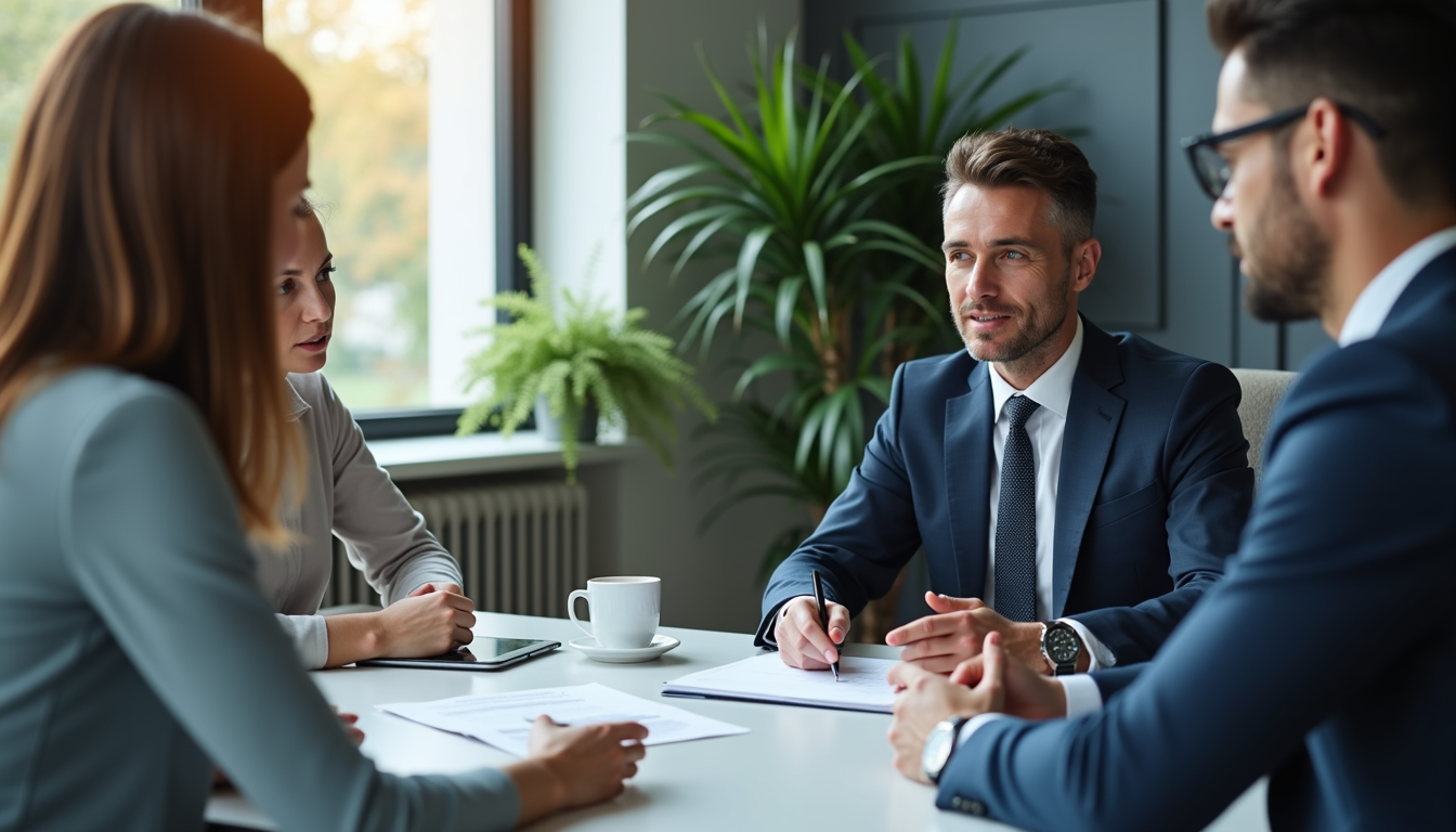 High angle view of a business meeting with a consultant explaining CRM strategy