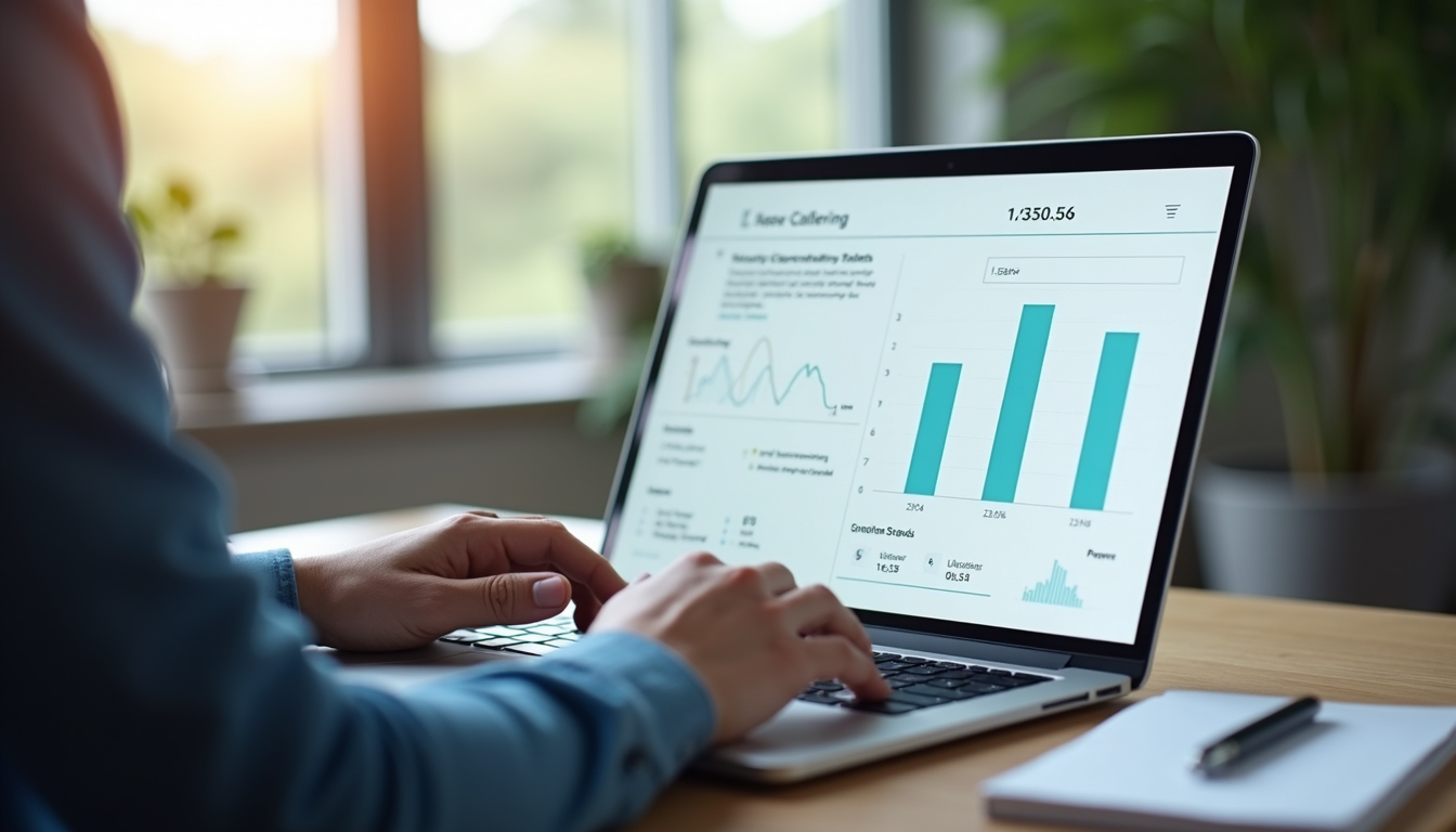Close-up of a laptop screen showing a clean AI-powered sales dashboard