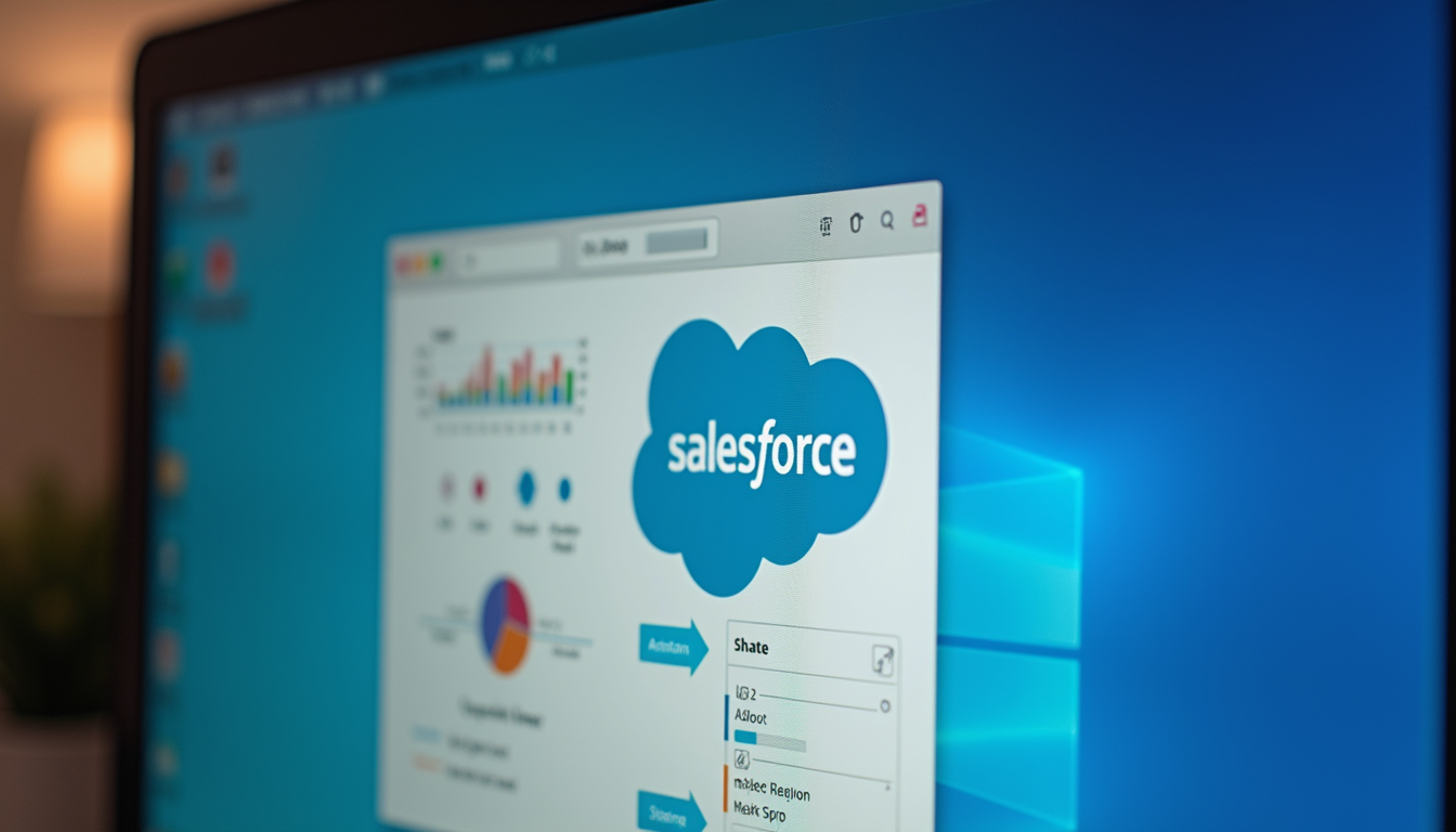 Close-up view of a computer screen showing Salesforce workflow automation setup