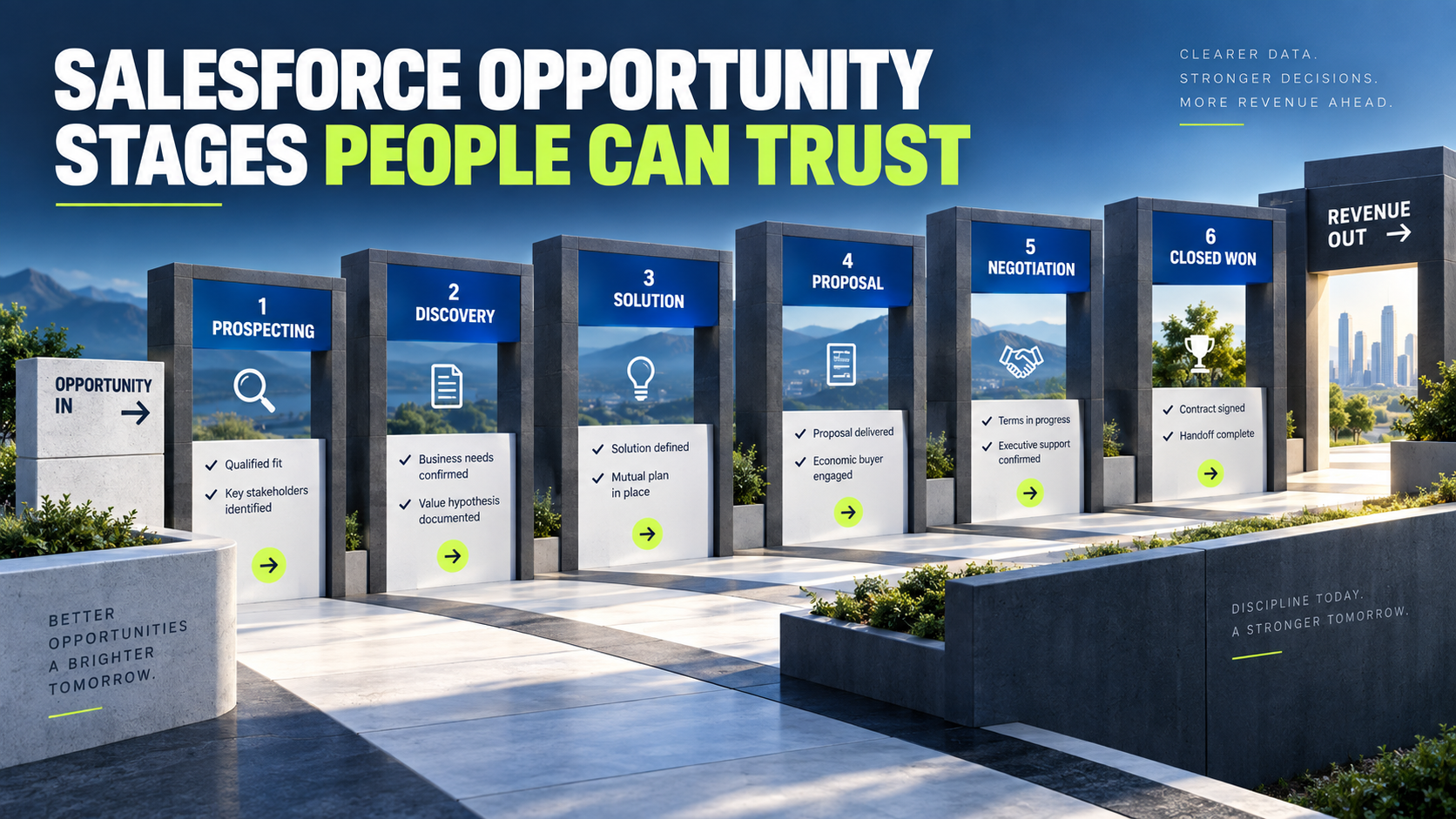 Salesforce opportunity stage gates based on buyer evidence