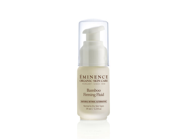 Flacon du Bamboo Firming Fluid de Eminence Organic Skin Care sur fond blanc.