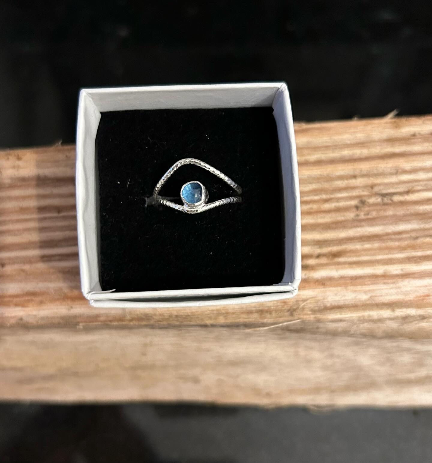 Sparkle blue sea glass ring 