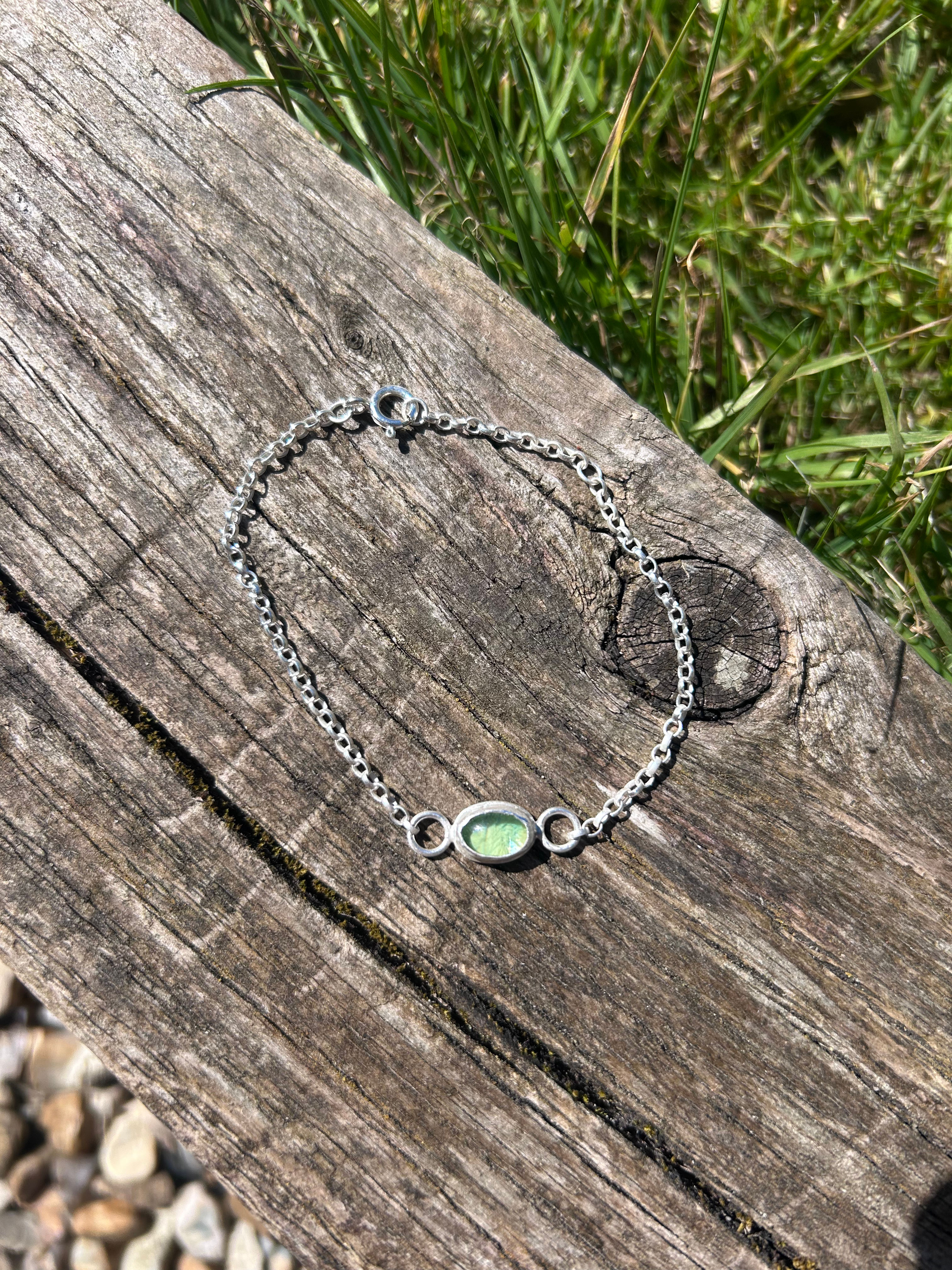 Light green sea glass bracelet