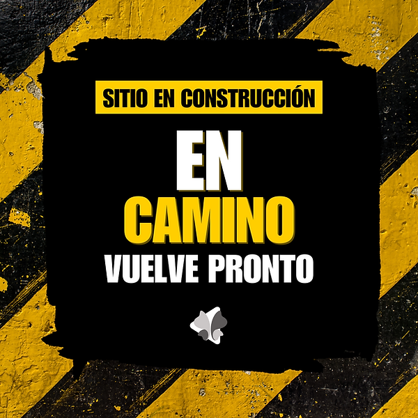 imagen de un letrero explicando que el sitio esta en construcción, letras blancas y amarillas con un marco amarillo y negro
