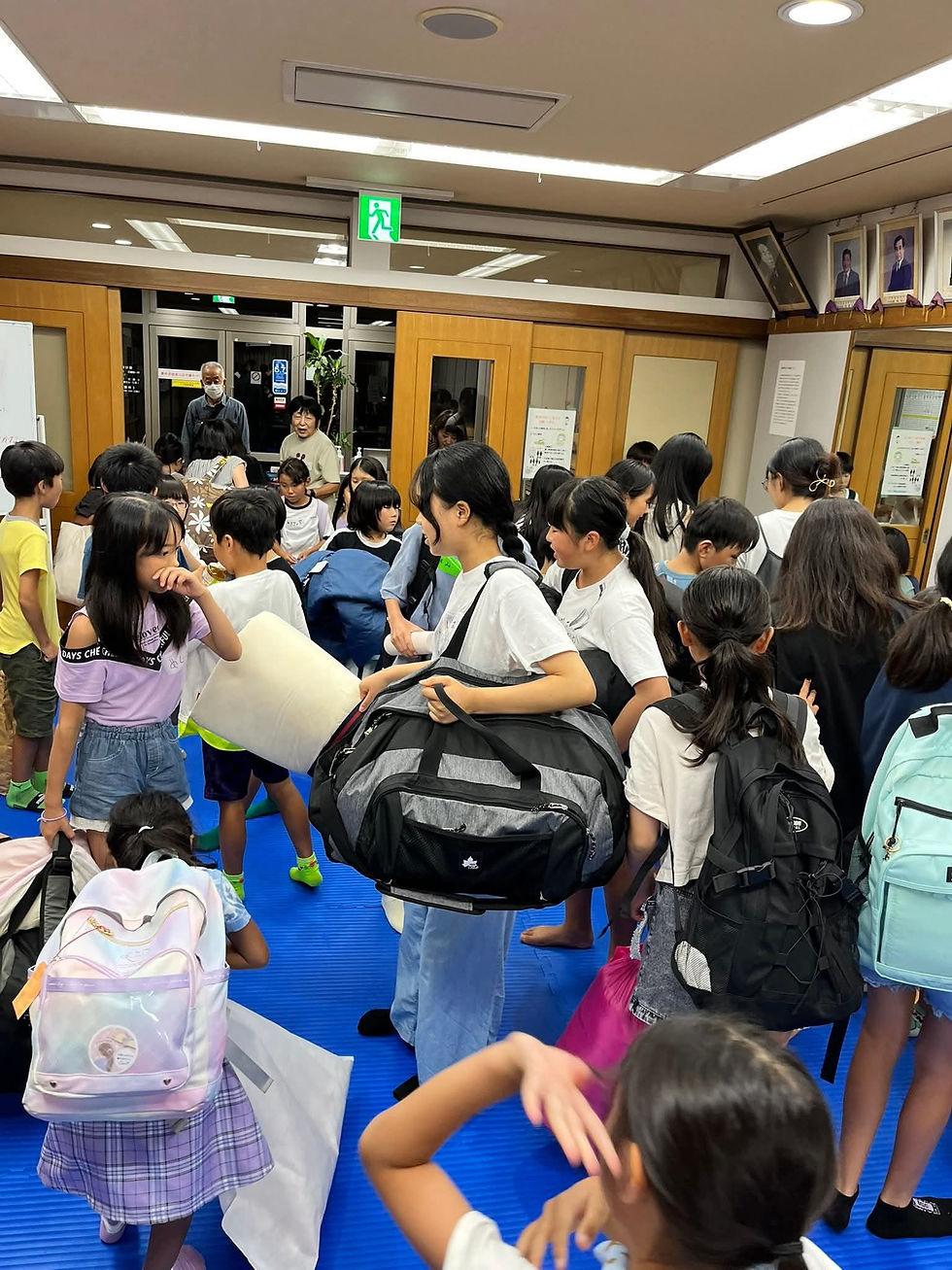 男女別に、寝る部屋に大移動