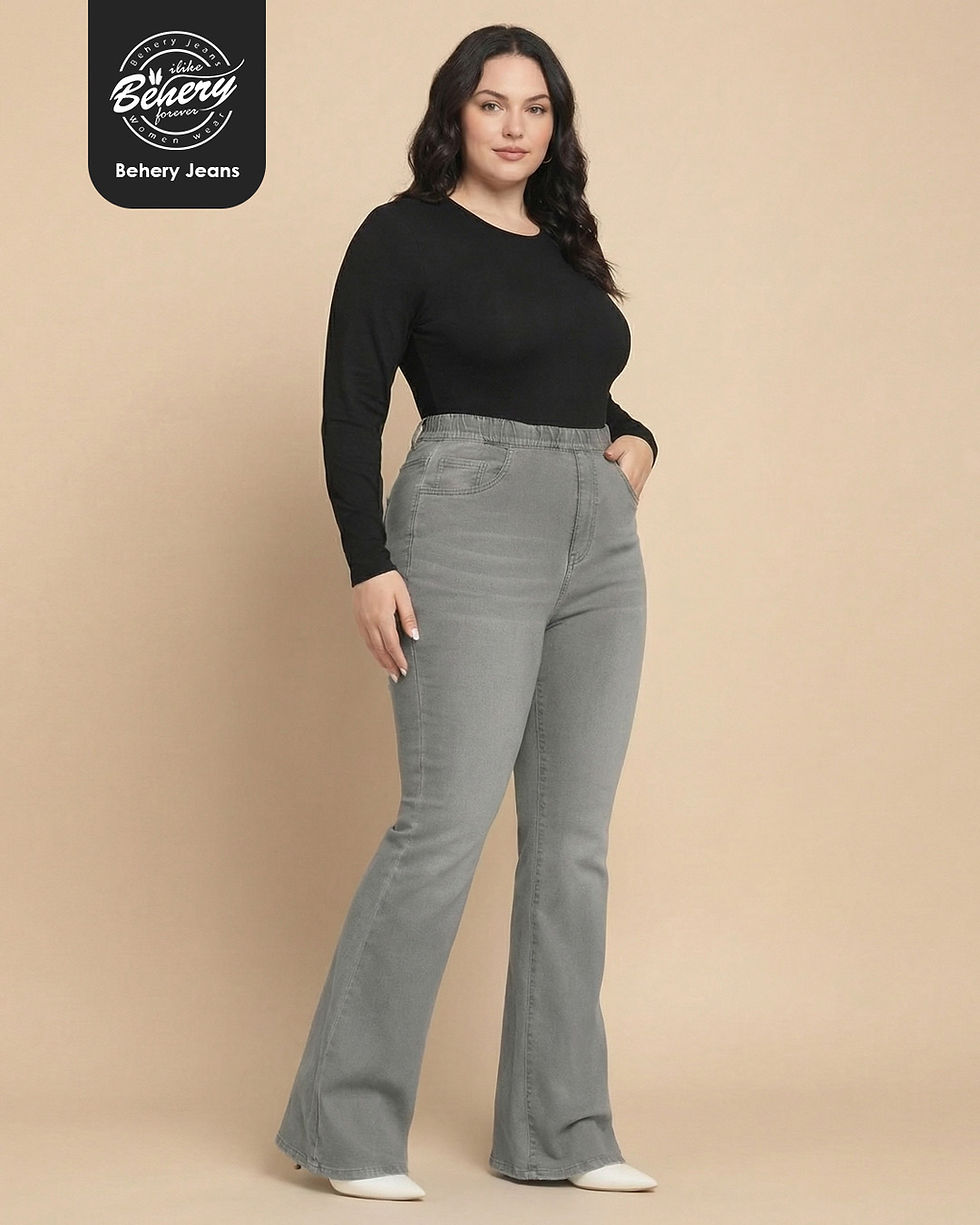 الصورة المصغرة: بنطلون شارلستون بلاس سايز وسط أستيك جينز