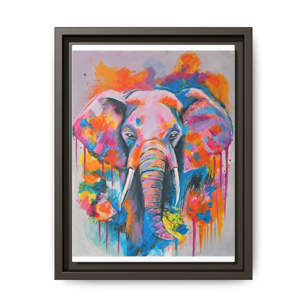 Thumbnail: Framed Canvas Elephant Artwork