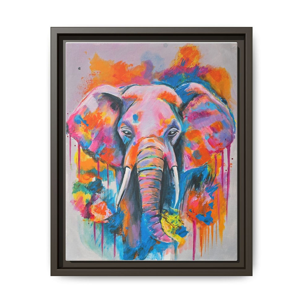 Thumbnail: Framed Canvas Elephant Artwork