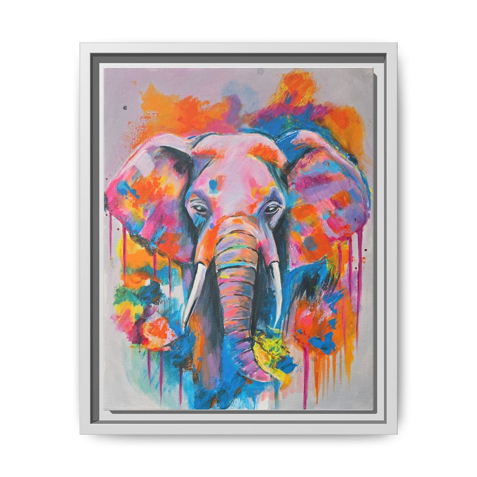 Thumbnail: Framed Canvas Elephant Artwork