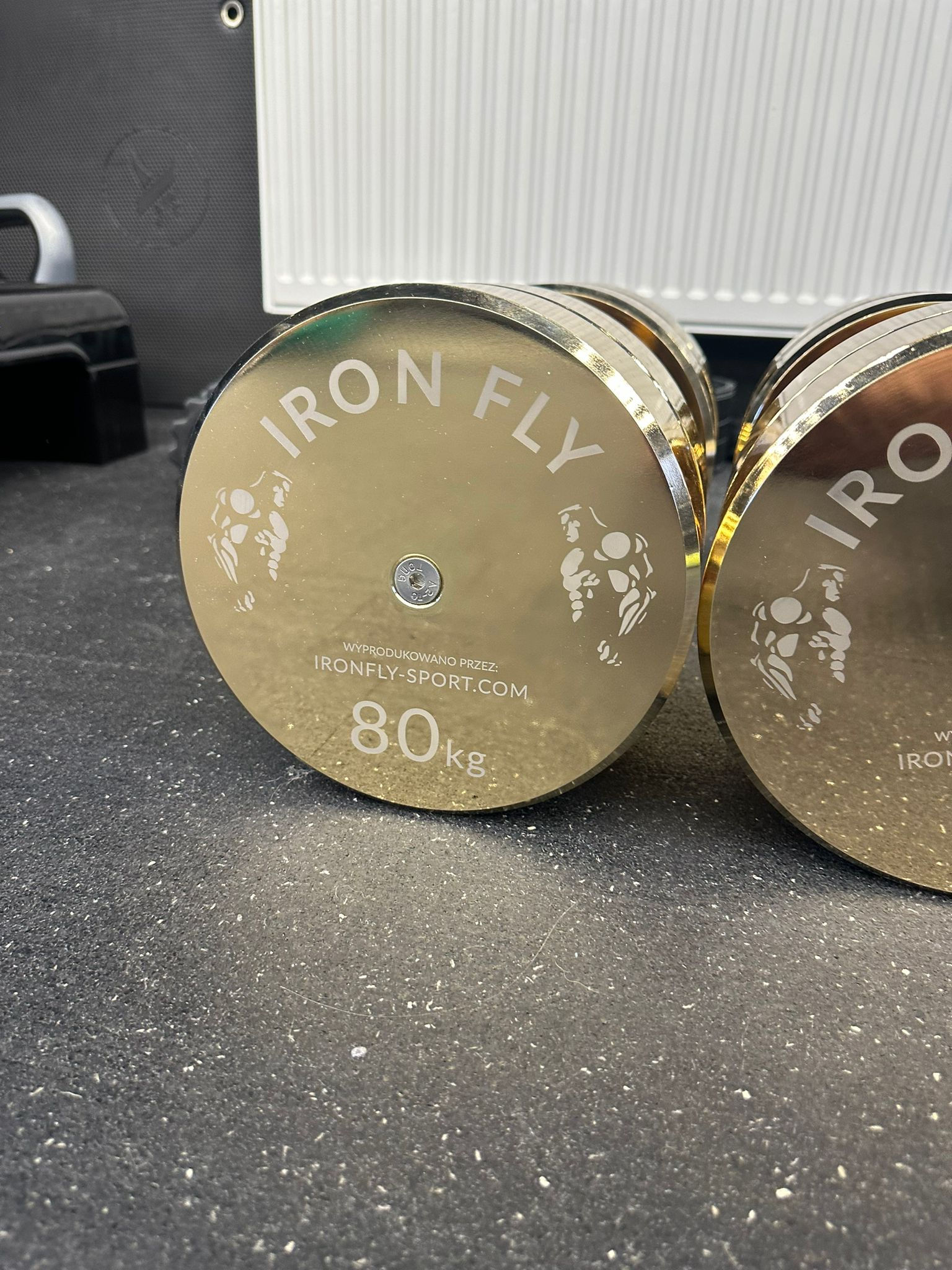 Złote Hantle z grawerem od IronFly - 160 kg | Limitowana edycja