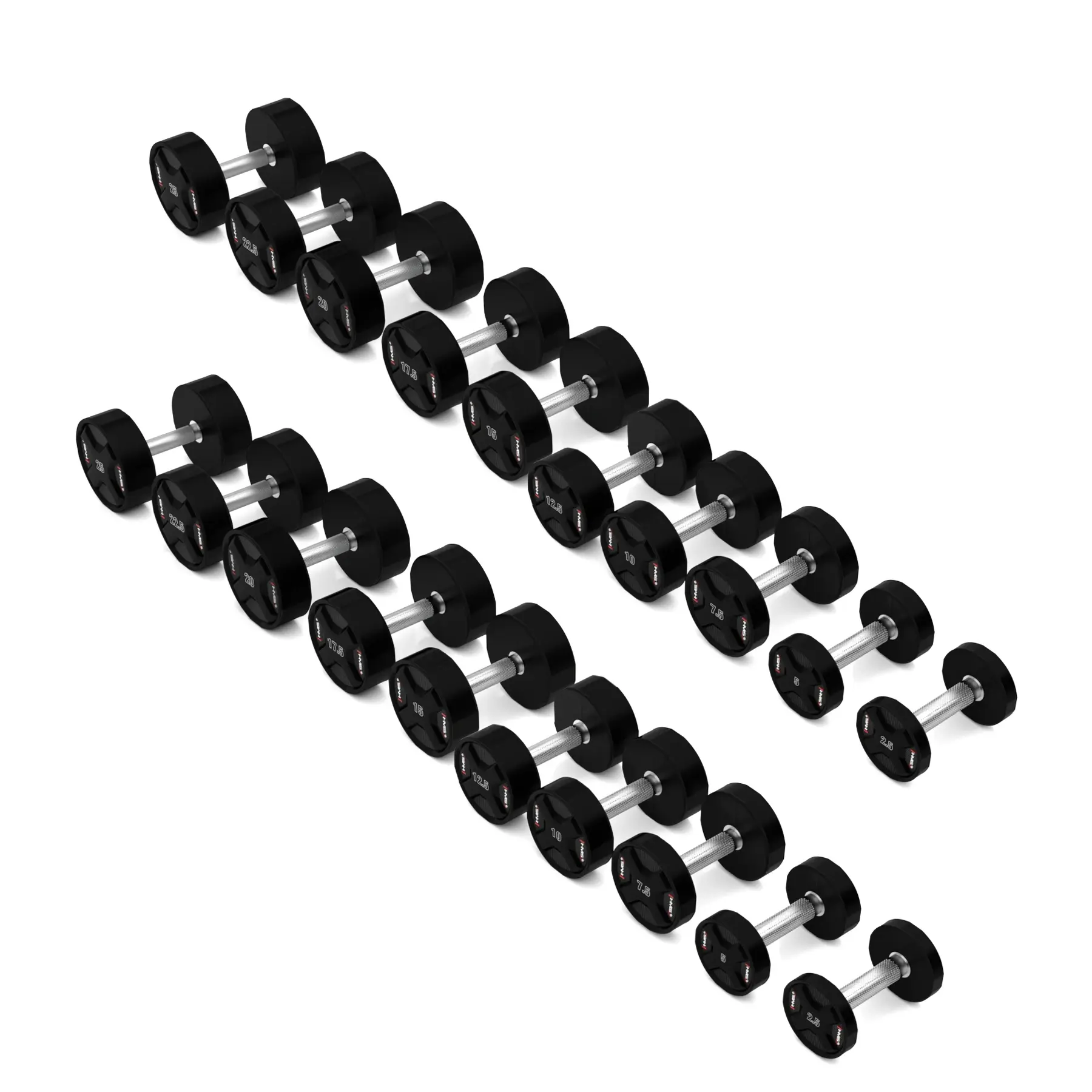 HPC SET ZESTAW HANTLI POLIURETANOWYCH 2 X 2.5 - 25 KG CPU (275 KG) HMS