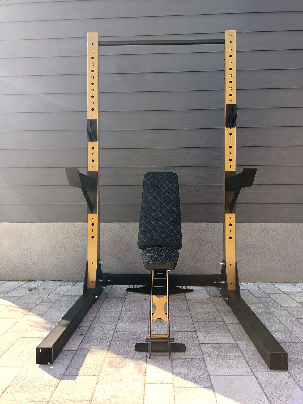 Miniatura: Zestaw-klatka treningowa half rack (80x80x3) i ławka treningowa IRON FLY