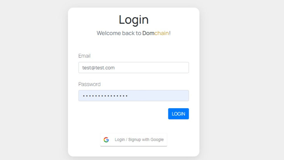 Login to Domchain's Panel