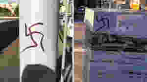 This image is claimed as fair dealing under Australian copyright law. 15 swastika's found scrawled across Bondi Beach  property. Photo: NSW Police