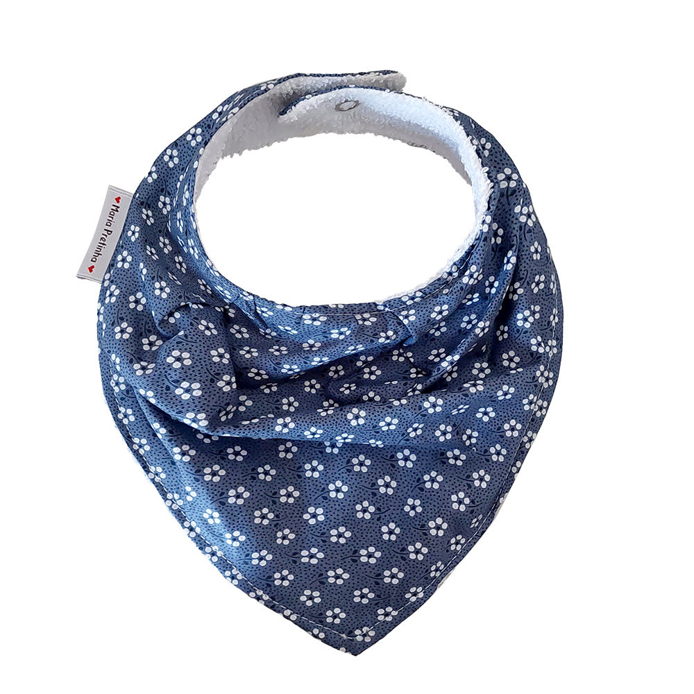 Babador Bandana Azul de Florzinhas
