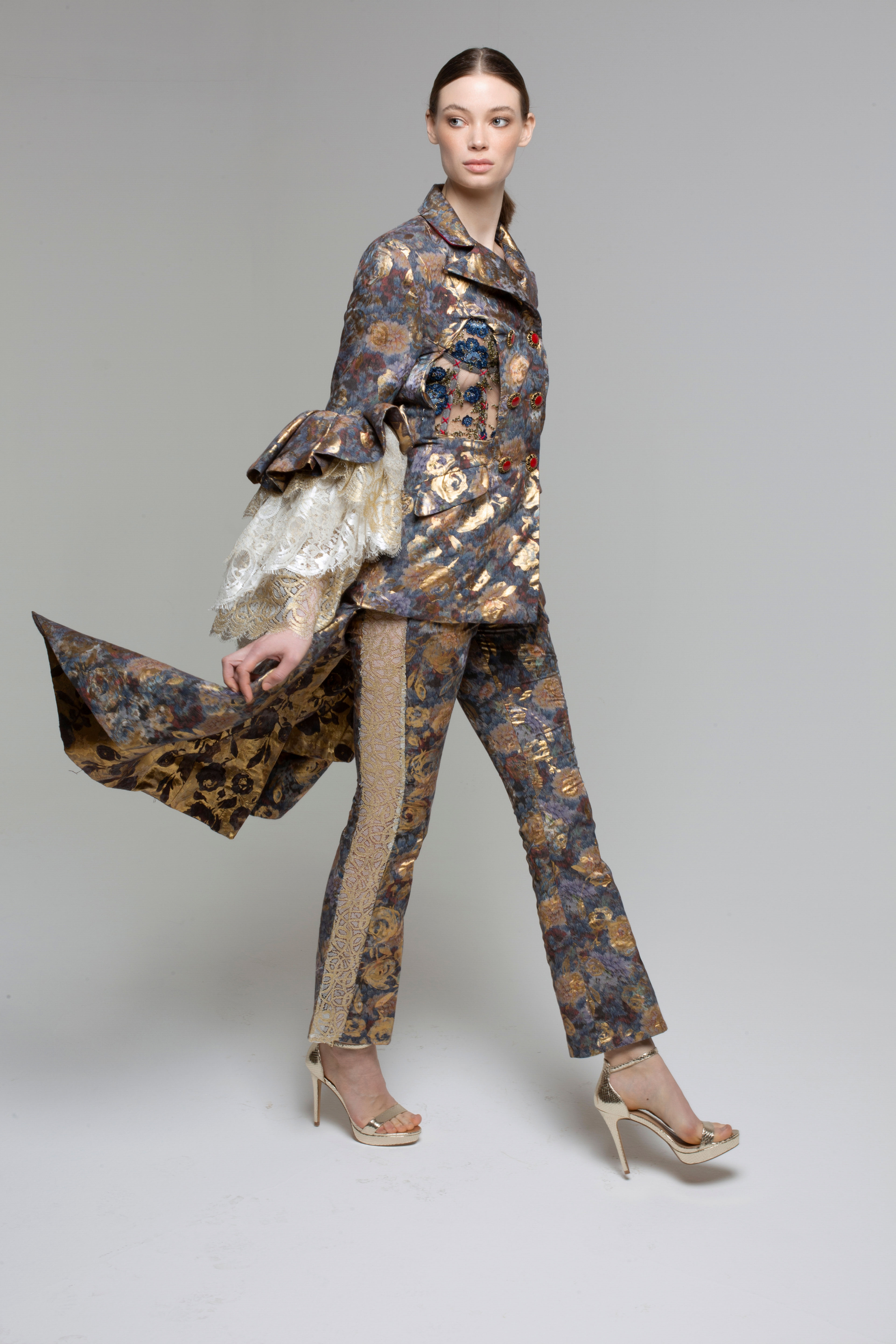 Floral Golden Brocade Trousers
