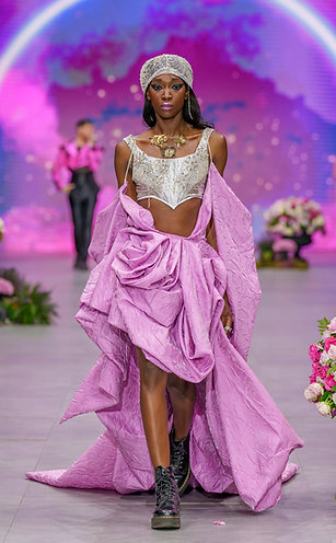 Pink Brocade Rose Over Dress