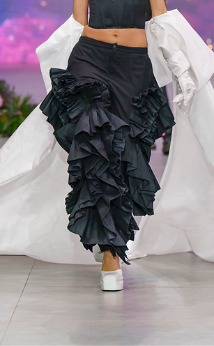 Black Ruffled Trousers