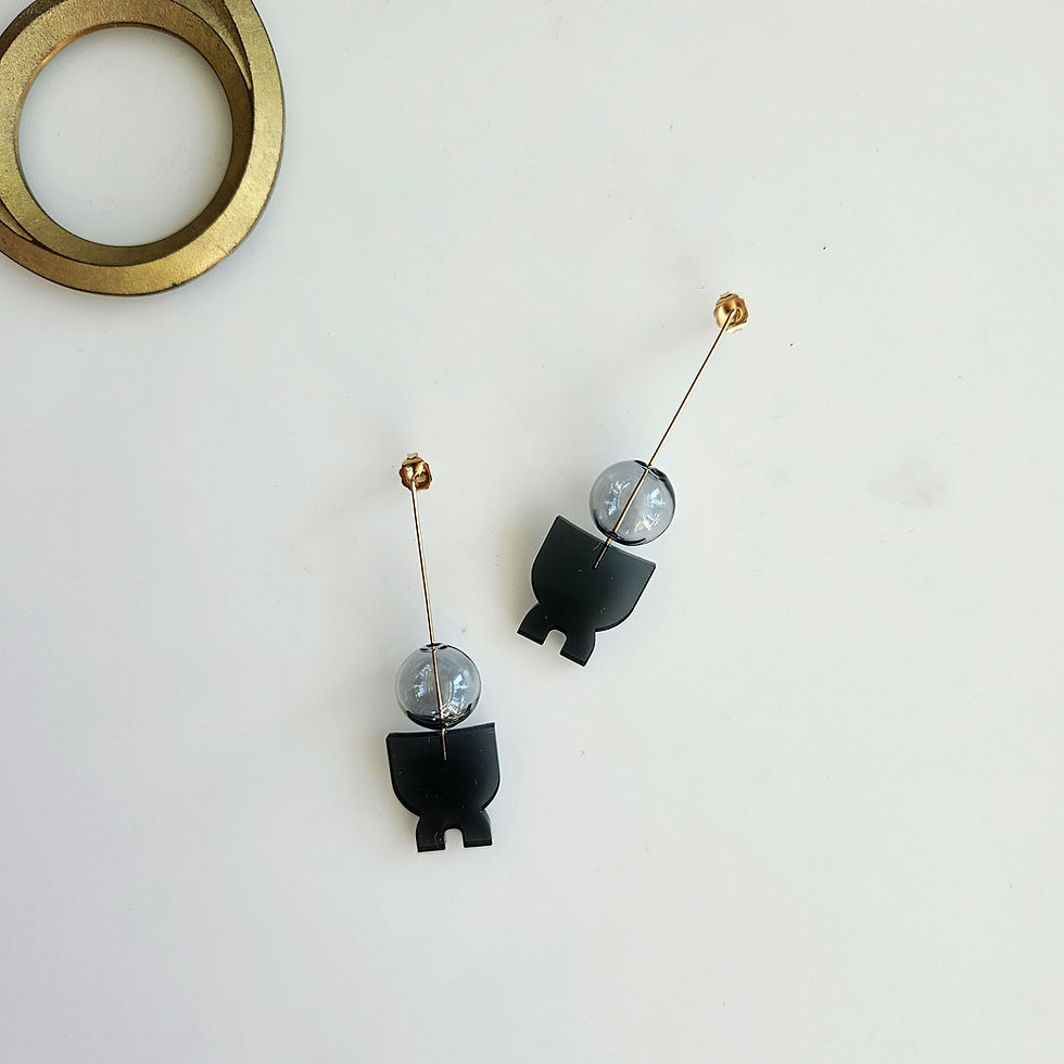 Thumbnail: Translucent acrylic and glass geometric earrings for fun statement