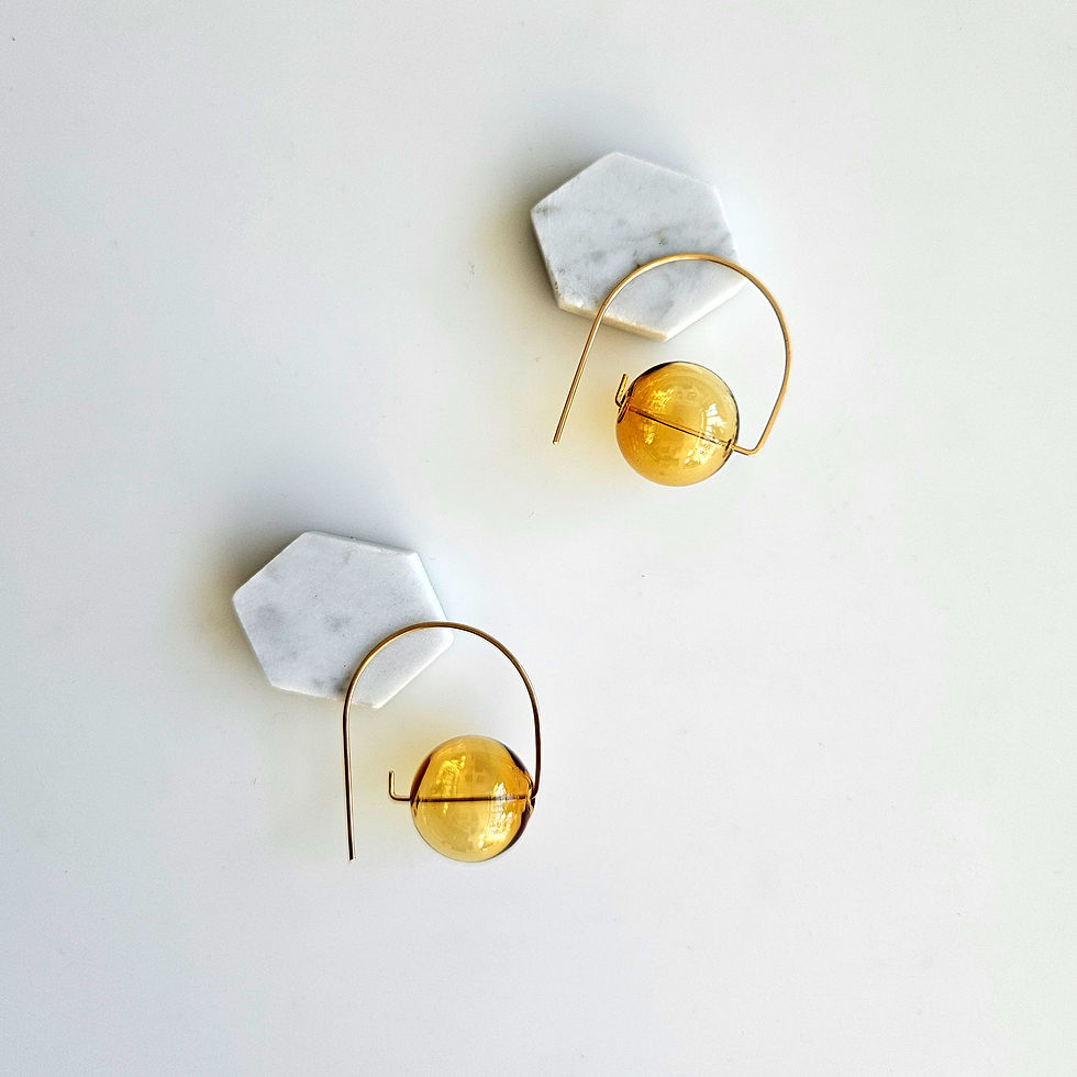 Thumbnail: Round Capsule Earrings | wide round gold frame hook earrings