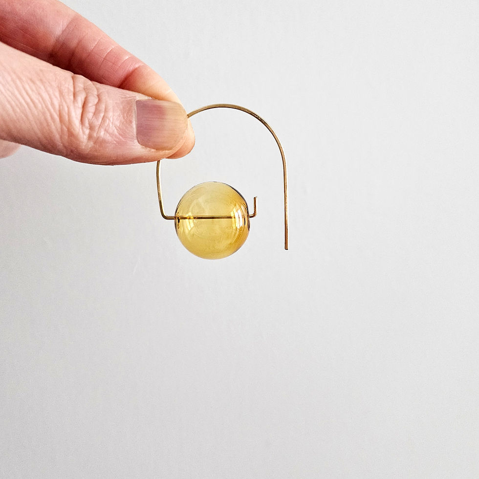 Thumbnail: Round Capsule Earrings | wide round gold frame hook earrings