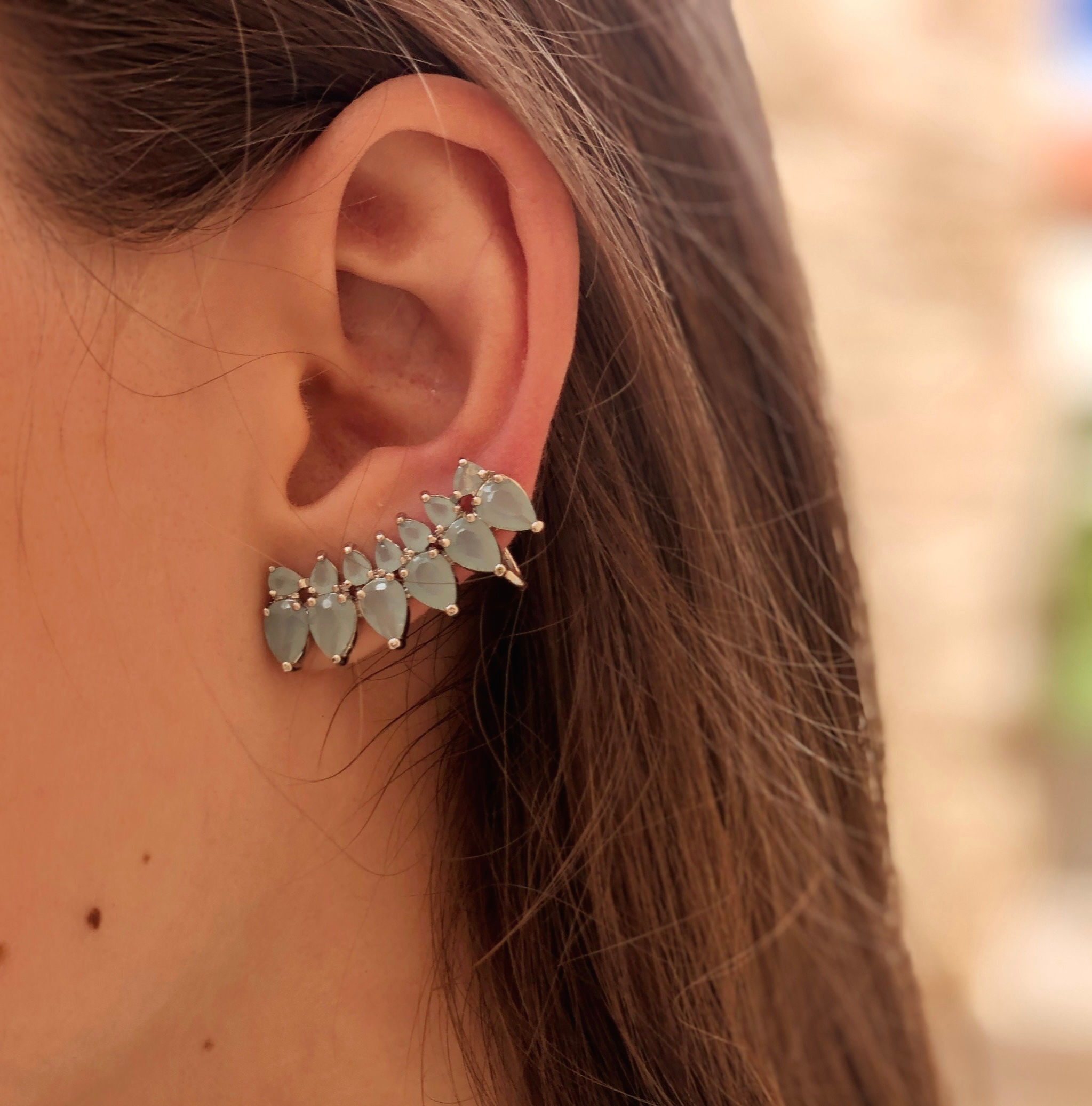 Earcuff Cravejado Azul