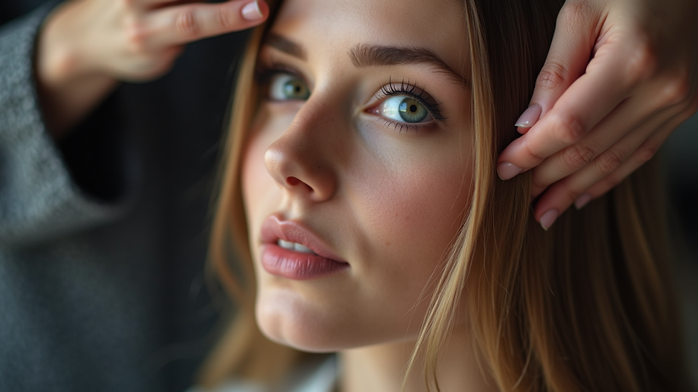 Close-up view of hair extensions being applied by a stylist